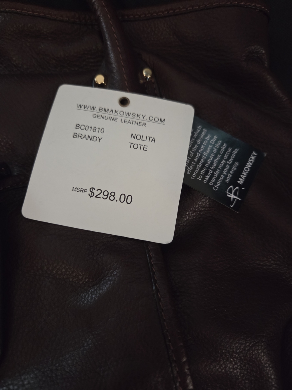 B. Makowsky Burgundy Leather Tote Bag MSRP $298 - Picture 3 of 15